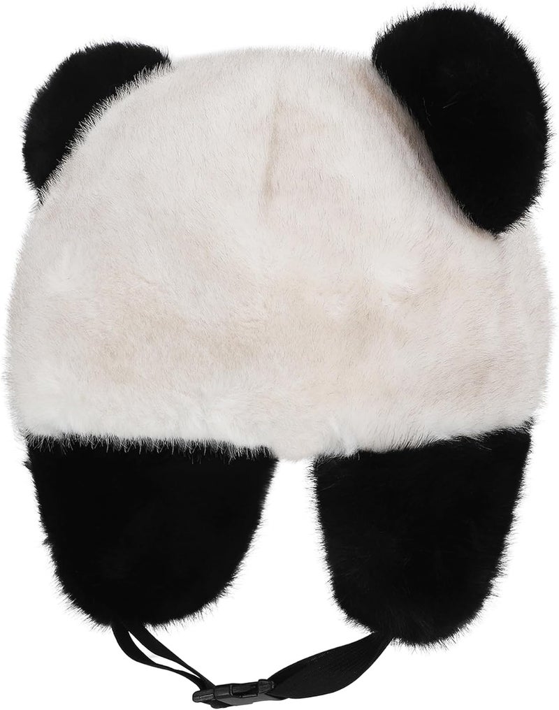 NICEYST Cute Panda Plush Animal Hat Soft Cozy Novelty Funny Panda Hat Furry Warm Winter Beanie Fur Hat for Teen Adult - Image 2